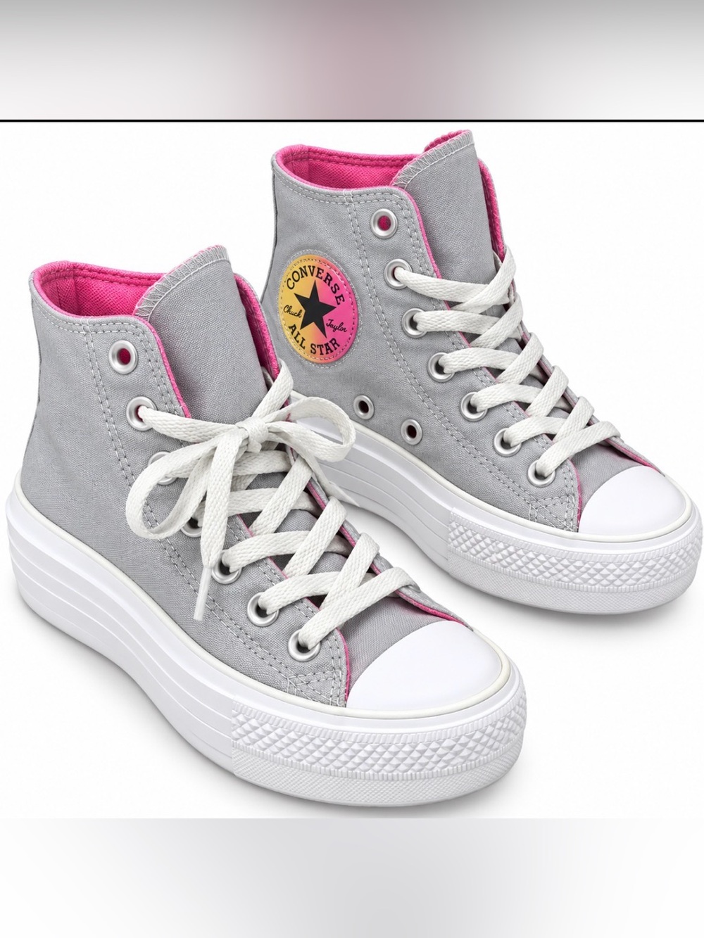 Converse Chuck Taylor All Star Move Platform High Top Gray Pink Women’s 7